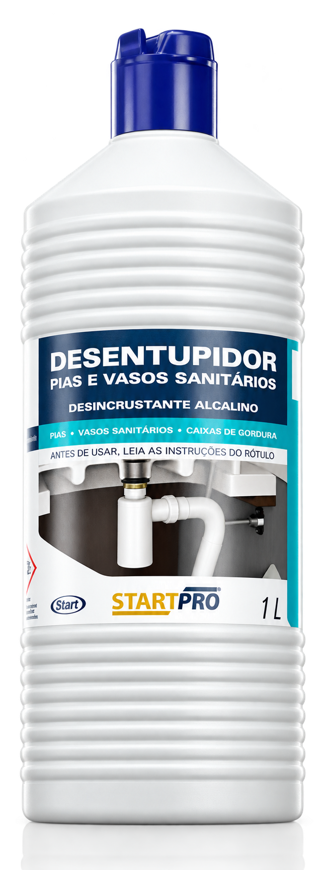 Frasco do Desentupidor de Pias e Vasos Sanitários StartPro de 1 litro, em foto de alta definição