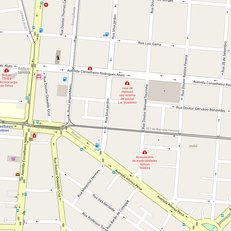 Mapa das ruas próximas à 50 Festas na Rua Silva Jardim, 498, Macuco, Santos